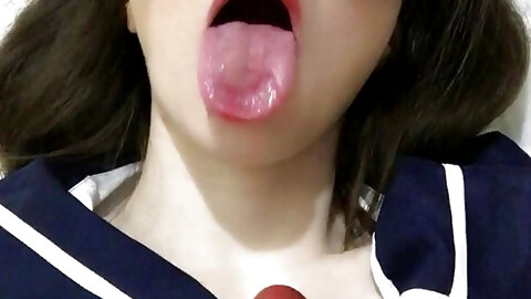 ASMR Shoot sperm down my throat and I'll swallow it! Bitch fucks tight ass with her fingers, gaping ass close-up