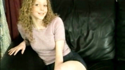Small titted brunette teen fingering on the bed