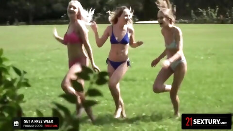 Blonde Beauties Enjoy Fucking And Pussy Play Outside With Tiffany Tatum, Mona Blue And Marilyn Sugar