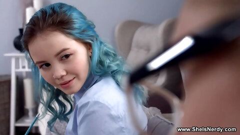 Bluehaired Teen Hot Gentle Fuck