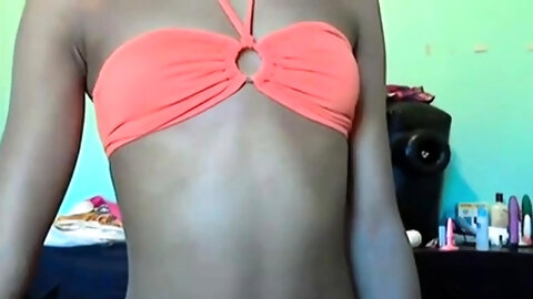 Mixed girl shows her body on cam